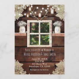 Invitaciones de Ventana de Granero Rústico con Árb