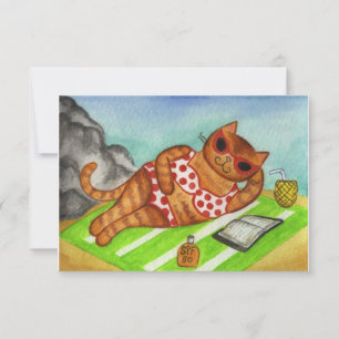 Invitaciones de verano de gato en bikini