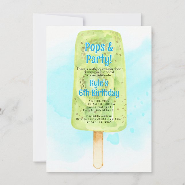 Invitaciones de verano de Pops y Fiestas (Anverso)