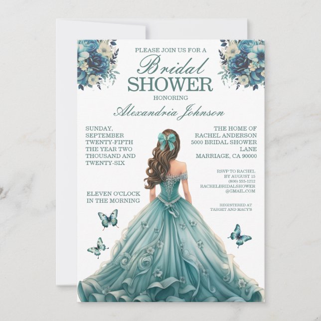 Invitaciones de Vestido de Gala para Despedida de  (Anverso)