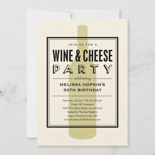 Invitaciones de Vino y Queso (Anverso)