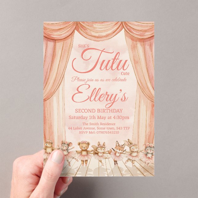 Invitaciones de 🦊 🐰 🩰 Watercolor Woodland Balle (Insitu (portátil))