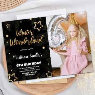 Invitaciones de Winter Wonderland Foto de Gold Bla