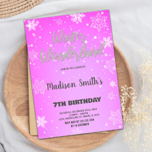 Invitaciones de Winter Wonderland Purpurina de oro