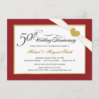 Invitaciones del 50º Aniversario - Rojo y Dorado