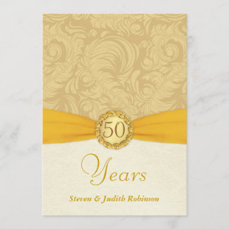 Invitaciones del 50 Aniversario - Monograma Dorado