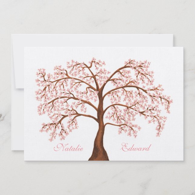 Invitaciones del árbol de la flor de cerezo de (Anverso)