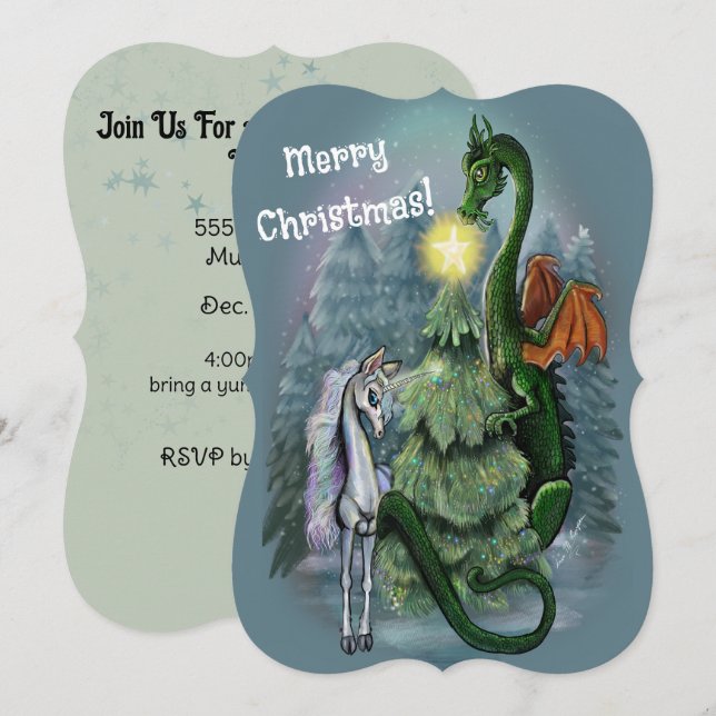 Invitaciones del árbol de Navidad encantado (Anverso / Reverso)