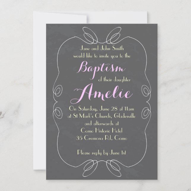 Invitaciones del bautizo del bautismo de la (Anverso)