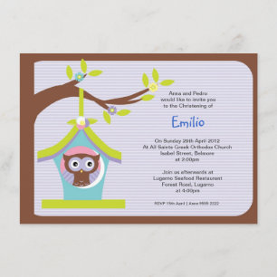 Invitaciones del bautizo del bautismo del búho