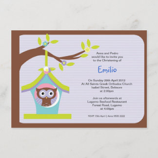 Invitaciones del bautizo del bautismo del búho
