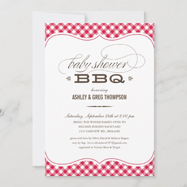 Invitaciones del Bbq Baby Shower del par (Anverso)