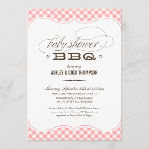 Invitaciones del Bbq Baby Shower - mantel rosado