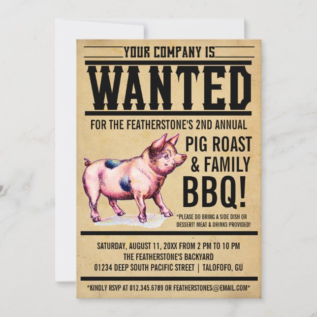 Invitaciones del Bbq de la familia de la carne (Anverso)