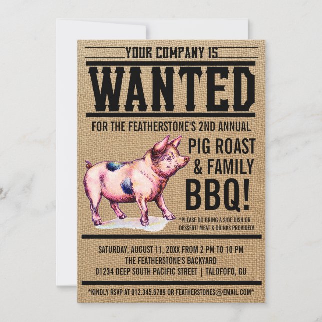 Invitaciones del Bbq de la familia de la carne (Anverso)