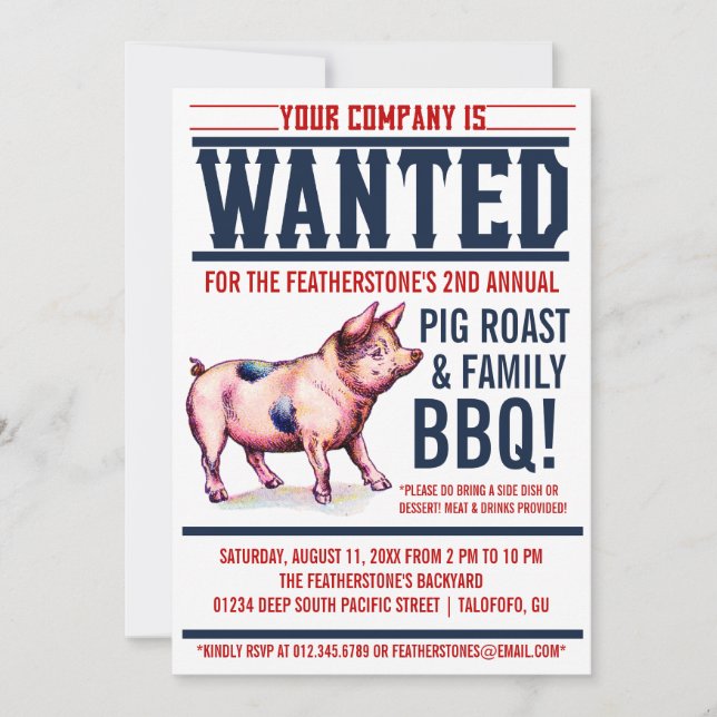 Invitaciones del Bbq de la familia de la carne (Anverso)
