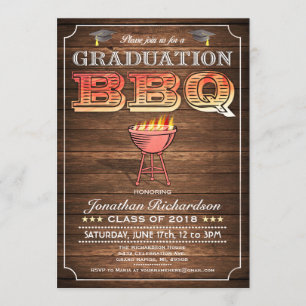 Invitaciones del Bbq de la graduación (parrilla y