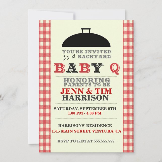 Invitaciones del bebé Q Baby Shower (Anverso)