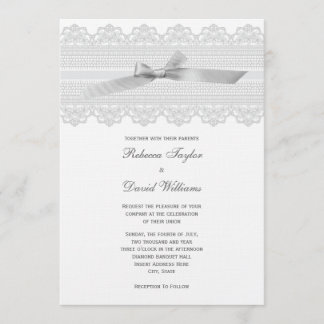 Invitaciones del boda del cordón y de la cinta