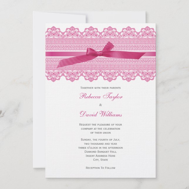 Invitaciones del boda del cordón y de la cinta (Anverso)