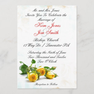 Invitaciones del boda del rosa amarillo