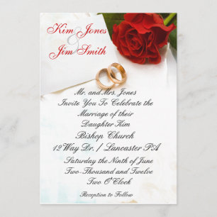 invitaciones del boda del rosa rojo