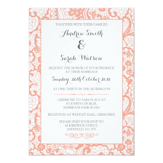 Invitaciones del boda, diseño coralino del cordón