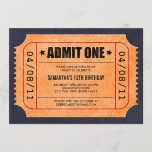 Invitaciones del boleto de la película