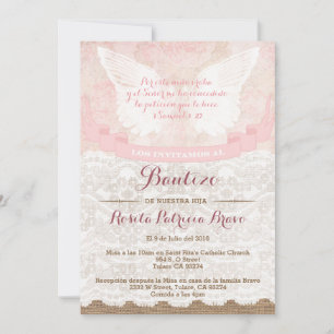 Invitaciones del chica Christening Bautizo en espa