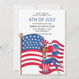 Invitaciones Del Chica Patriótico 4 De Julio