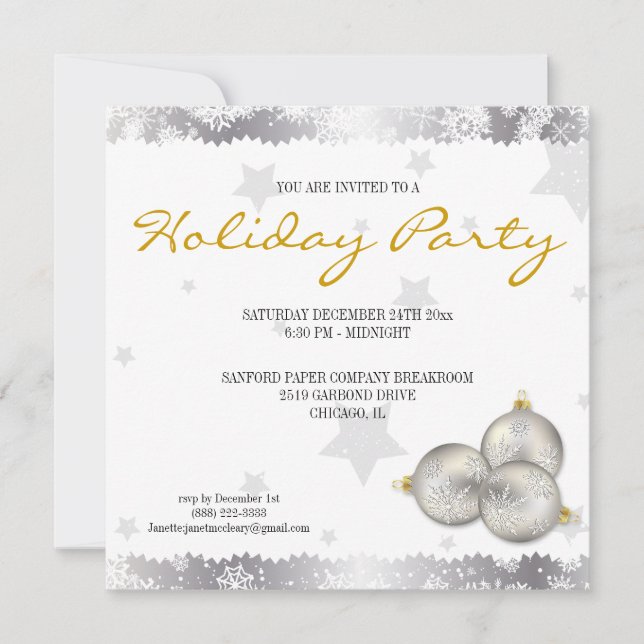 Invitaciones del copo de nieve de la celebración (Anverso)