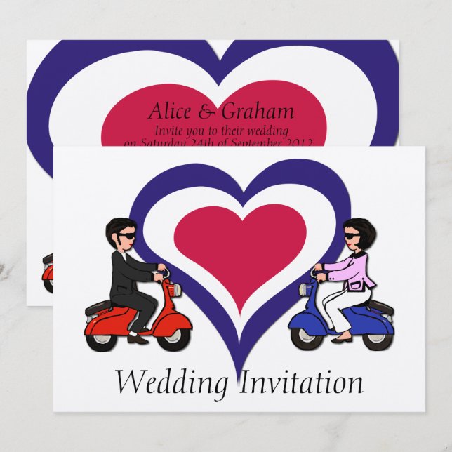 Invitaciones del corazón de la MOD del muchacho y (Anverso / Reverso)