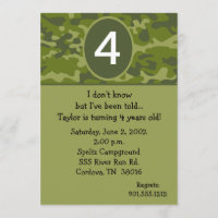 Invitaciones del cumpleaños de Camoflauge