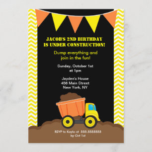 Invitaciones del cumpleaños de la construcción del
