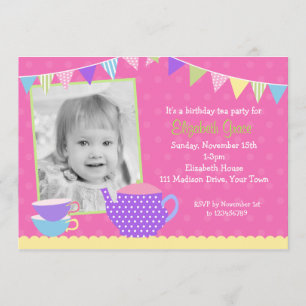 Invitaciones del cumpleaños de la fiesta del té