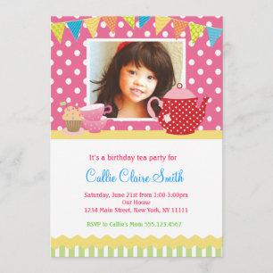 Invitaciones del cumpleaños de la fiesta del té de
