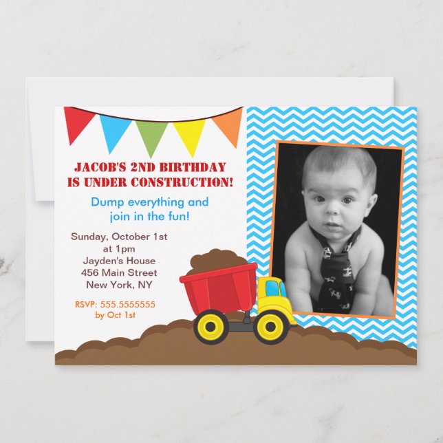 Invitaciones del cumpleaños de la foto de la (Anverso)