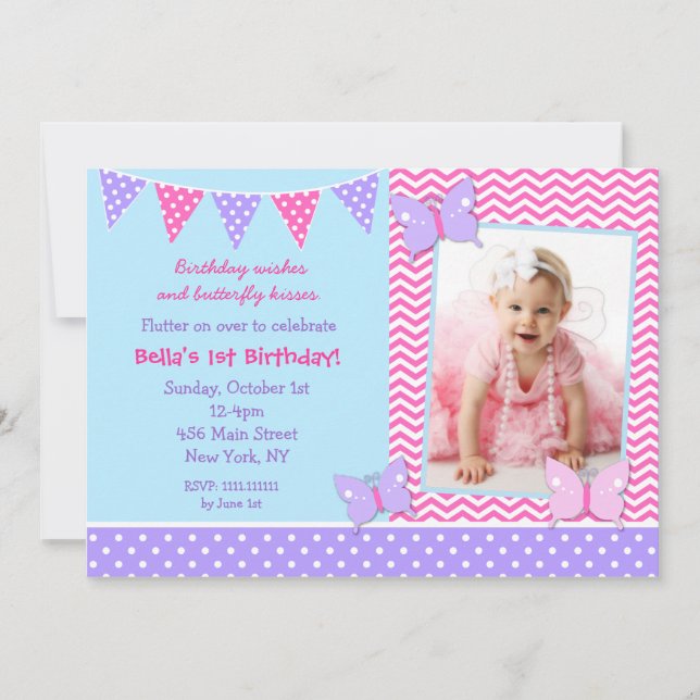 Invitaciones del cumpleaños de la foto de la (Anverso)