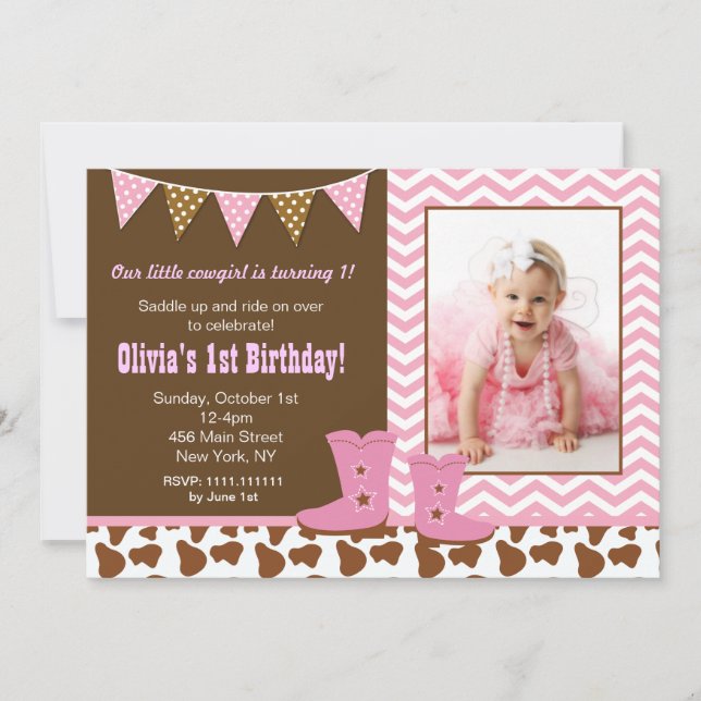 Invitaciones del cumpleaños de la foto de la (Anverso)