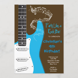 Invitaciones del cumpleaños de la guitarra de la