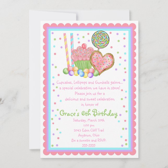 Invitaciones del cumpleaños de la magdalena y del (Anverso)