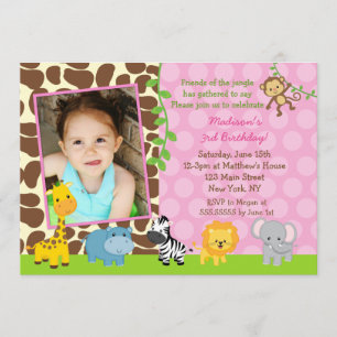 Invitaciones del cumpleaños de los animales del