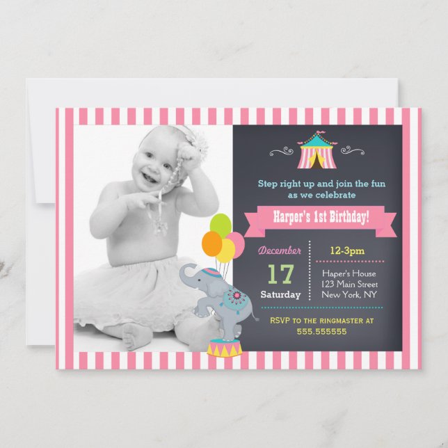 Invitaciones del cumpleaños de los chicas del (Anverso)