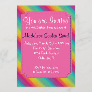 Invitaciones del cumpleaños del arco iris de los