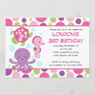 Invitaciones del cumpleaños del chica del rosa de