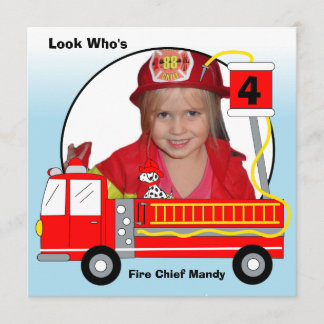 Invitaciones del cumpleaños del coche de bomberos