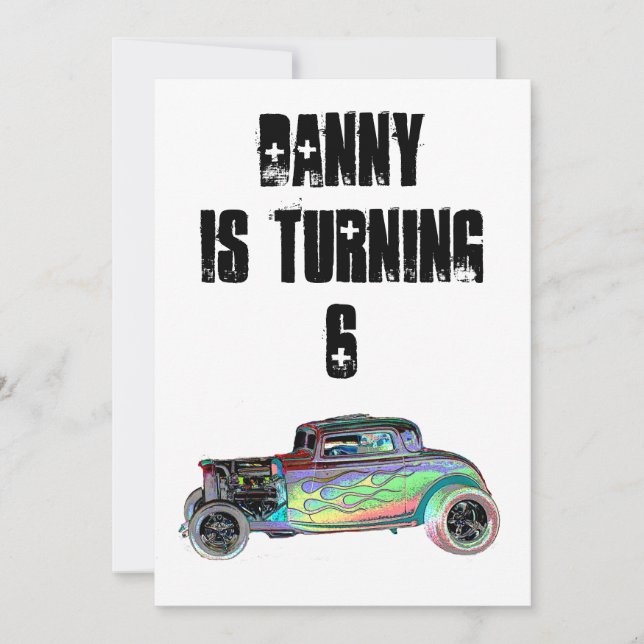 Invitaciones del cumpleaños del coche de carreras (Anverso)