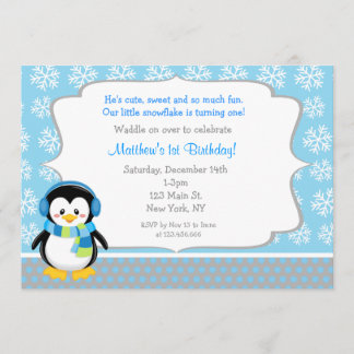 Invitaciones del cumpleaños del copo de nieve del