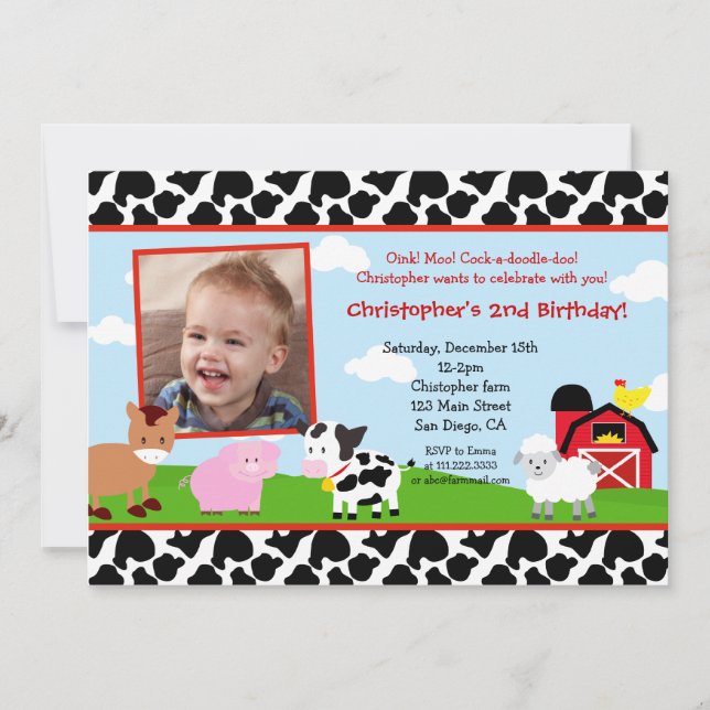 Invitaciones del cumpleaños del corral de la (Anverso)