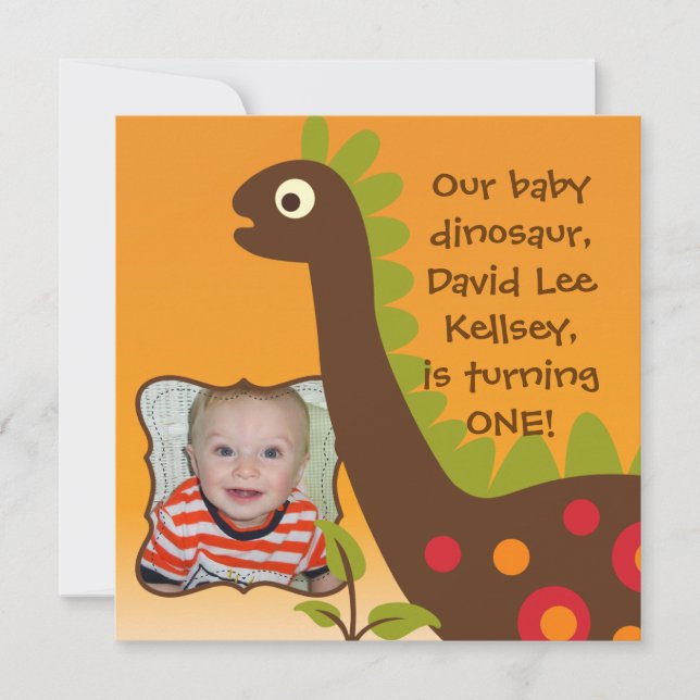 Invitaciones del cumpleaños del dinosaurio de (Anverso)